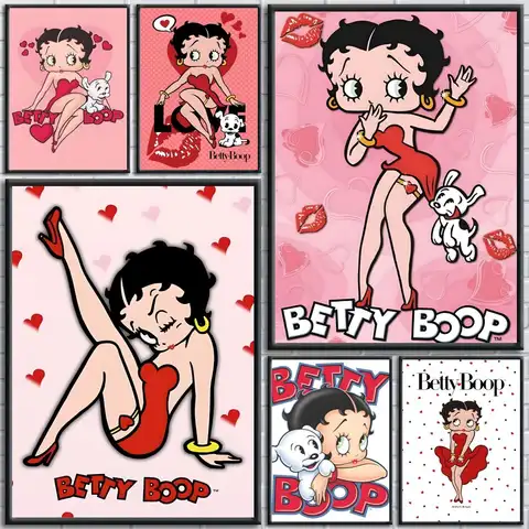 Cartoon B-Betty B-boop Painting Calligraphy HD Print Personalized Canvas Wall Mural Art Photos For Living Room Home Decor
