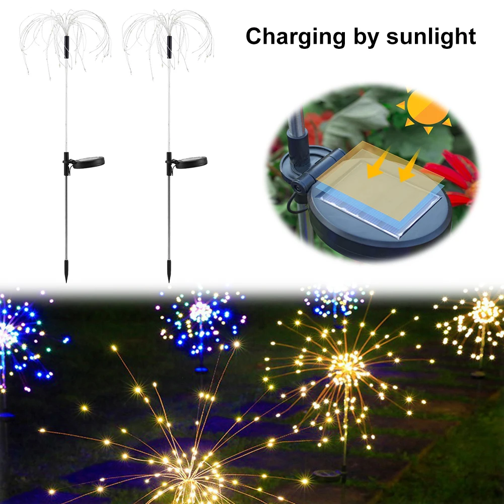 

2Pcs Outdoor Solar Fairy Lights Garden Fairy Light Waterproof Solar Starburst Lights for Yard Patio Pathway Lawn Flowerbed Decor