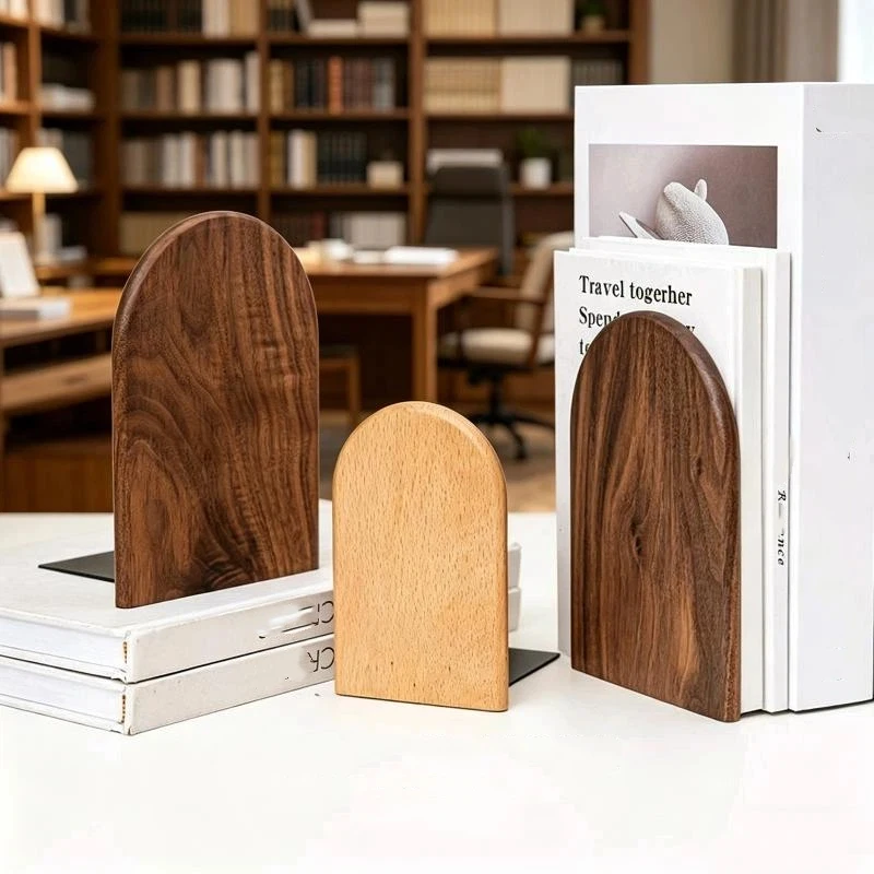 New Sale Nature Wooden Bookends Desktop Bookshelf Desk Organizer Office Home Book Accessories Storage Book Holder Wood Book Ends