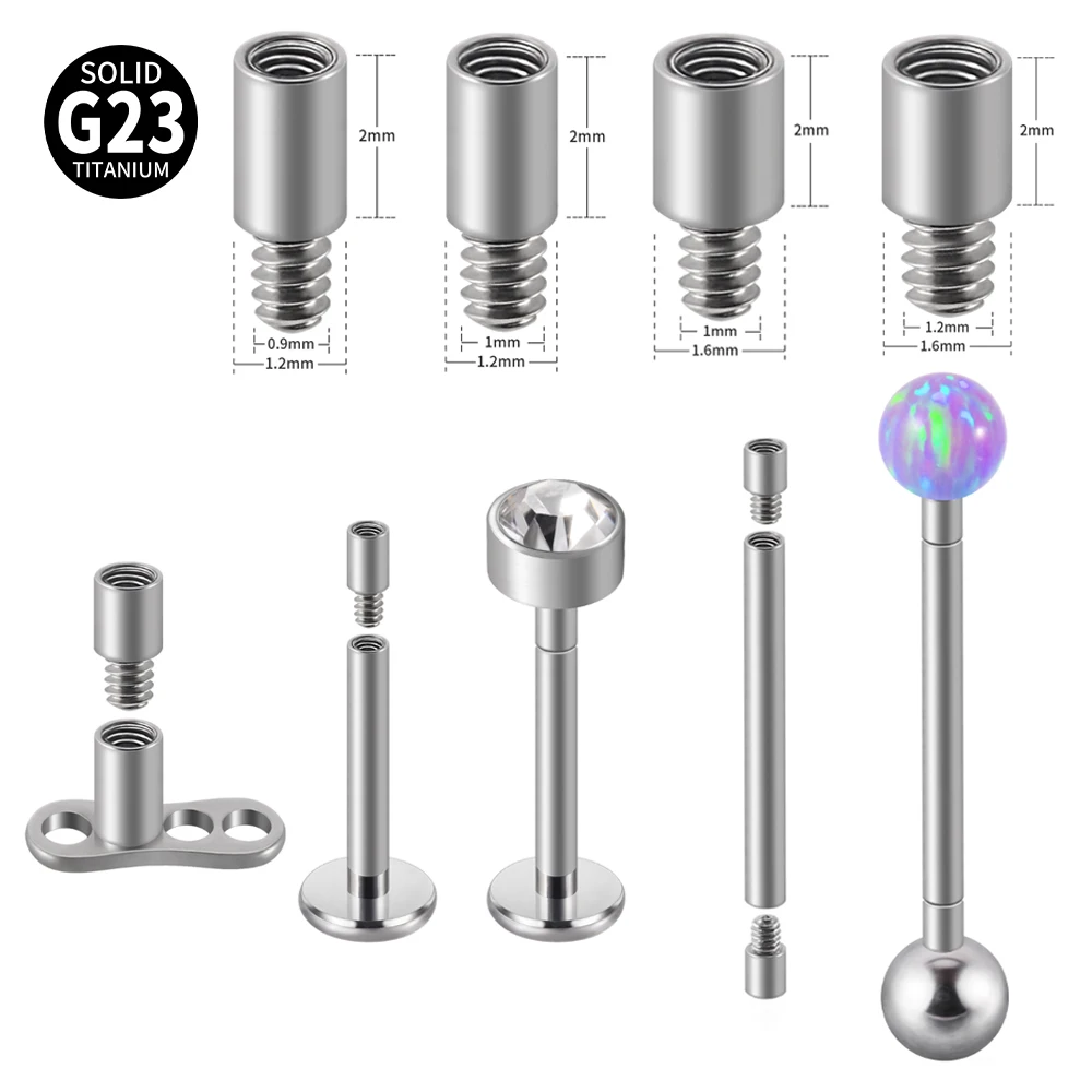 1P-5PC G23 Titanium Extension Rod For Piercing Body Jewelry Extension Bar For Lip Ring Tongue Barbell Belly Ring Earring Jewelry