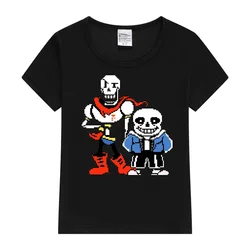 Undertale Sans i Papyrus Koszulka dziecięca Modne koszulki dziecięce Odzież dziecięca Okrągły dekolt Top Casualowy nadruk Wzór Krótki rękaw