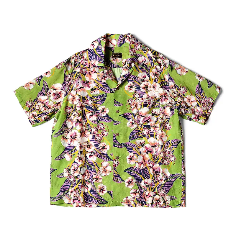

KAPITAL 24SS ex Floral Print Casual ort Sve irt Loose Fit Breathable Summer Wear Japanese Sle Vintage Cuban Collar