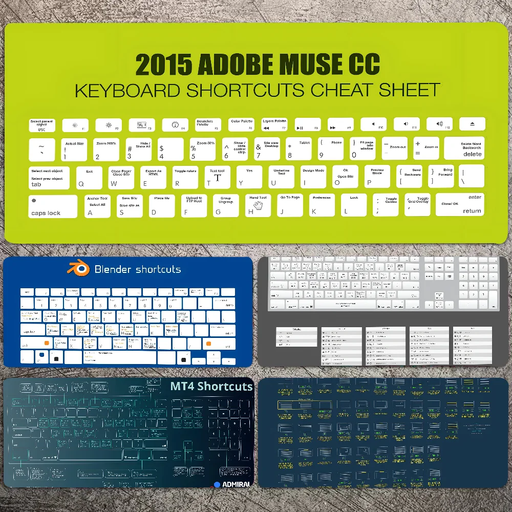 

PS LD MU PR EXCEL Shortcuts Cheat Sheet Non-slip Mouse Pad Suitable For Office Computers Laptops E-sports Game Desk Mats XXL