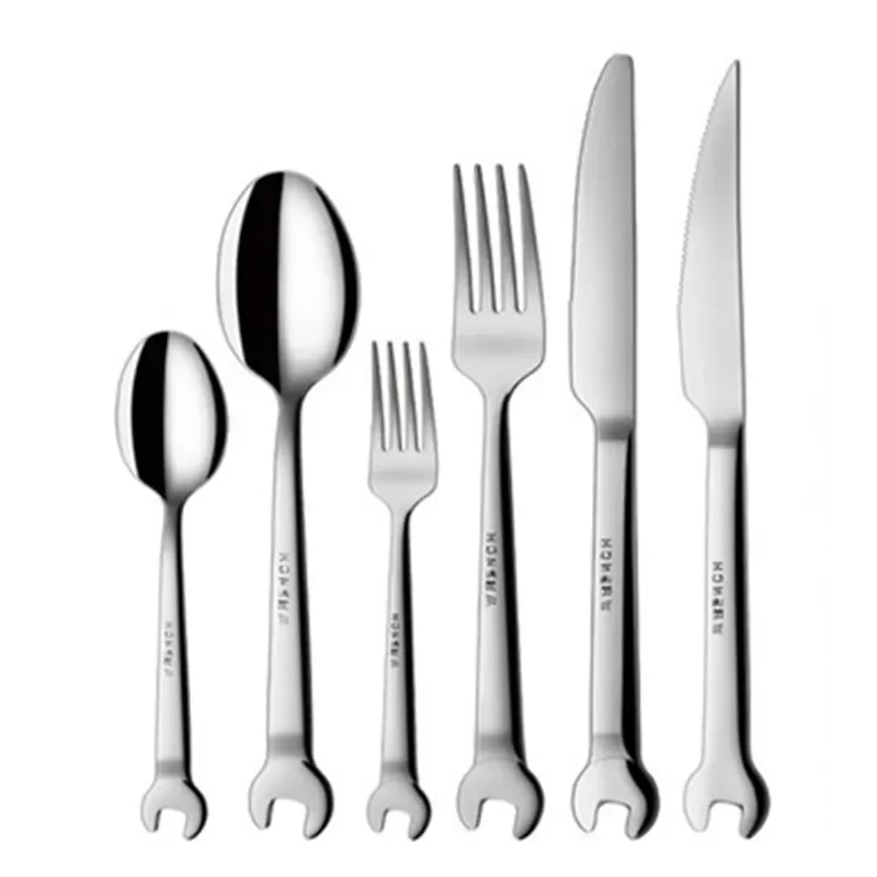 Shovel Wrench Shape Dessert Fork Dinner Set Stainless Steel Cutlery Tableware Kid Gift Kitchen Dinnerware