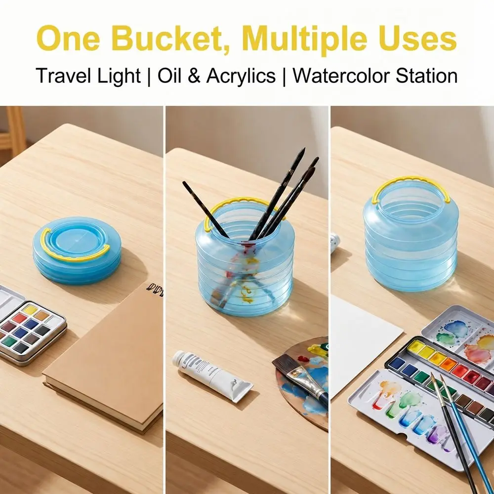 Collapsible Collapsible Brush Washer Thickened Plastic Dual Available Art Cleaning Container Foldable Portable