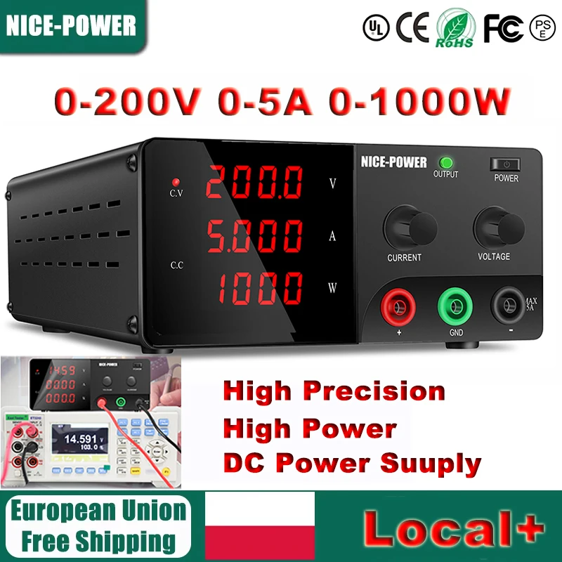 NICE-POWER 200V 5A DC laboratoriumvoeding, krachtige 0-1000W 100V 5A digitale tafelvoeding voor elektrolyse en reparatie van fotovoltaïsche omvormers - afbeelding 2