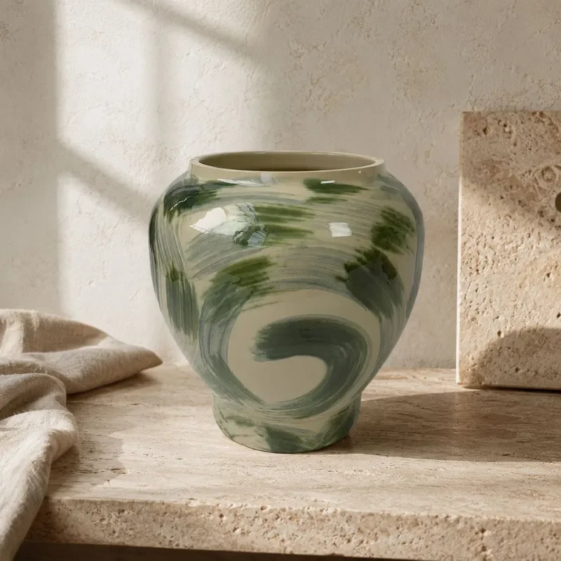 Modern Chinese Ceramic Vase Zen Style Flower Arrangement Home Decor Living Room Table Centerpiece Elegant Floor Standing
