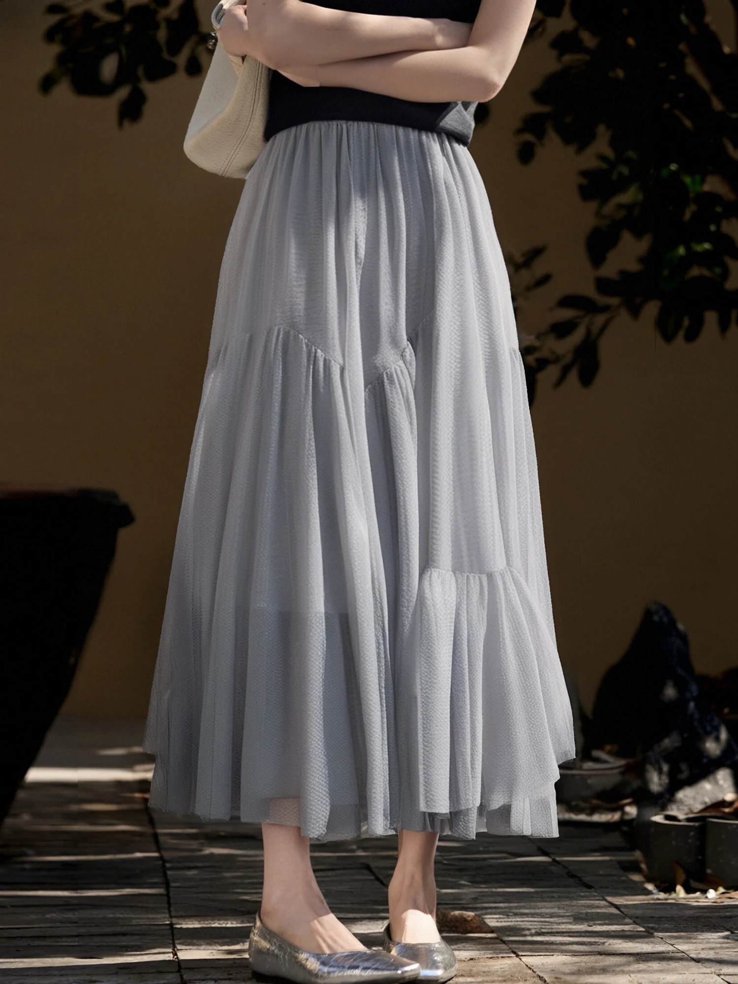 

Chivirin Gentle Aosphere Me f Skirt Women's Summer New Sle Elastic Waist Skirts Slimming Long Skirts Commute Sle