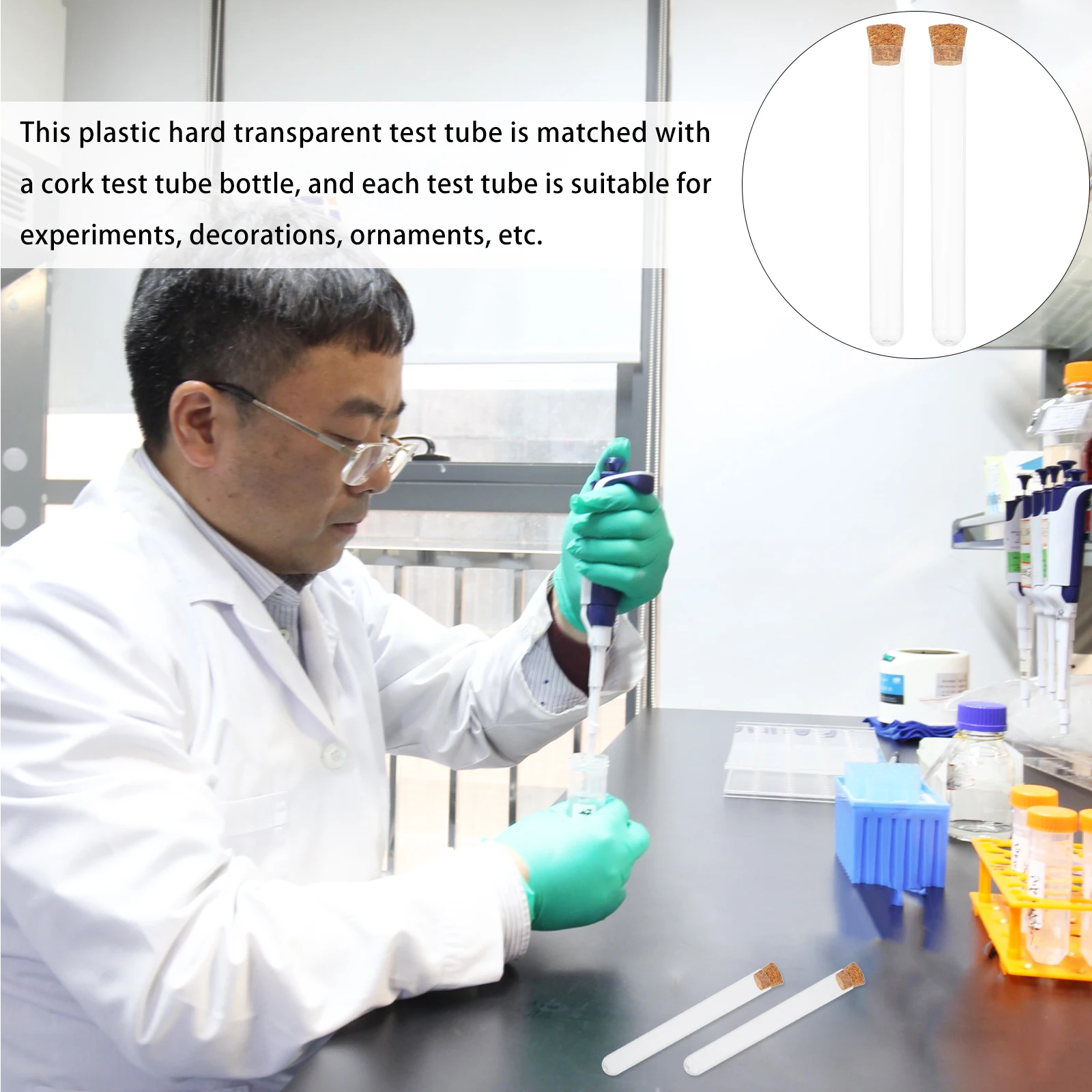 

30 Pcs Cork Test Tube Tubes Laboratory with Cover Small Experiment Testing Vials Plastic Scientific