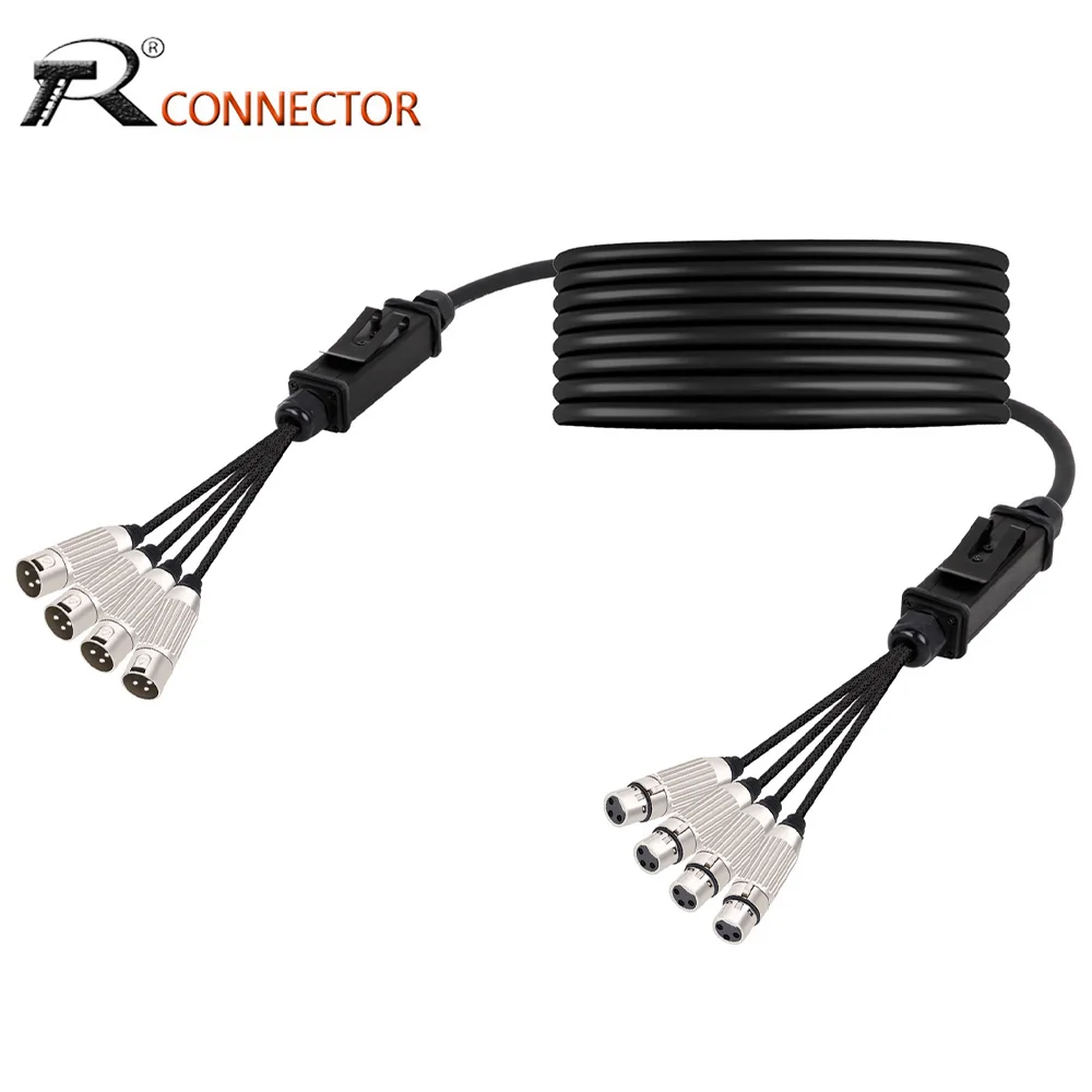 

4 Channel Professional Multi-Media 3Pins XLR Male to Female Balanced Audio Extension Cord Signal Transmission Audio Cable