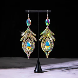 Modern Dancing Earrings Women's Customized Senior AB Stones Jewellery Accessory Oriental Belly Dance Performance Accessories