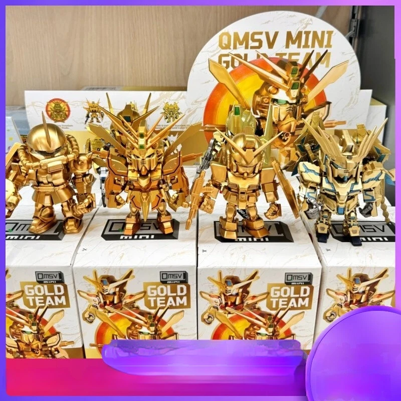 

Аутентичная Bandai Golden Team Qmsv Mini Gold Teamz на годовщину Gundam глухая коробка модная игровая модель куклы орнамент подарок