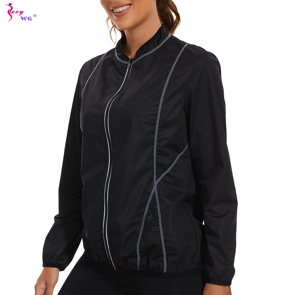 SEXYWG Sauna Sweat Jacket for Women Weight Loss Sportwear Hot Thermal Shirt Slimming Fitness Clothing Running Outfit Fat Burning