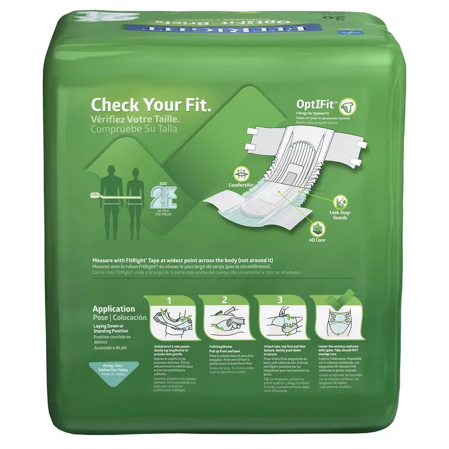 성인용 기저귀, 초강력 흡수력, 2XL 허리 사이즈 60인치70인치, 80개입, 옵티핏 요실금 팬츠 남녀공용, 일회용