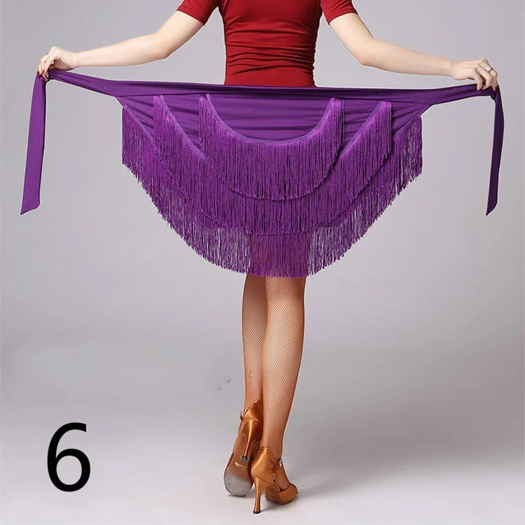 2022 Latin Dance Skirt For Women Fringe Tassel Hip Scarf Latin Dancing Skirt Wrap Ballroom Competition Practice Latin Dress