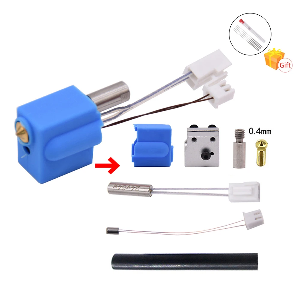 Sidewinder X1/X2 Genius Hotend 실리콘 양말 가열 튜브 서미스터 열 블록 화산 노즐 키트 목구멍 압출기