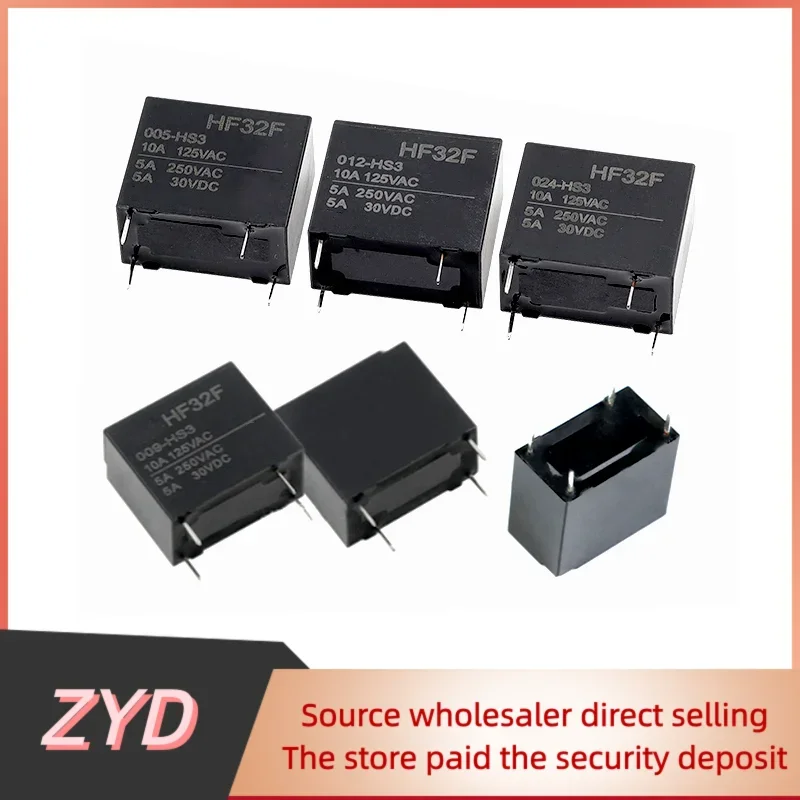 ZYD 10PCS LOT Original JZC-32F-012-HS3 HF32F-005/009/012/024/ Relay 4 Pin 5A Group Normally Open