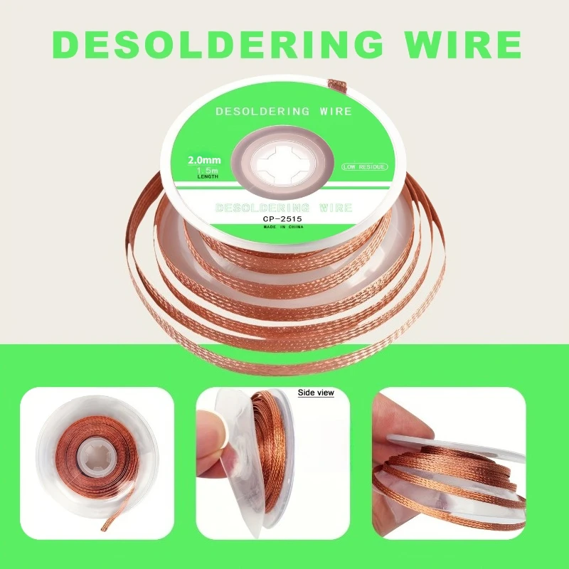 No‑Clean Desoldering Braid Copper Solder Wick Roll Tin Absorption Wire Solder Remover Mesh Tape for PCB Circuit Board BGA Chip