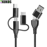 1m 5 in 1 3 In 2 Fast Charging Cord For Lightning Micro USB Type C For iPhone Huawei Samsung PD Charger Cable Multiple Usb Port