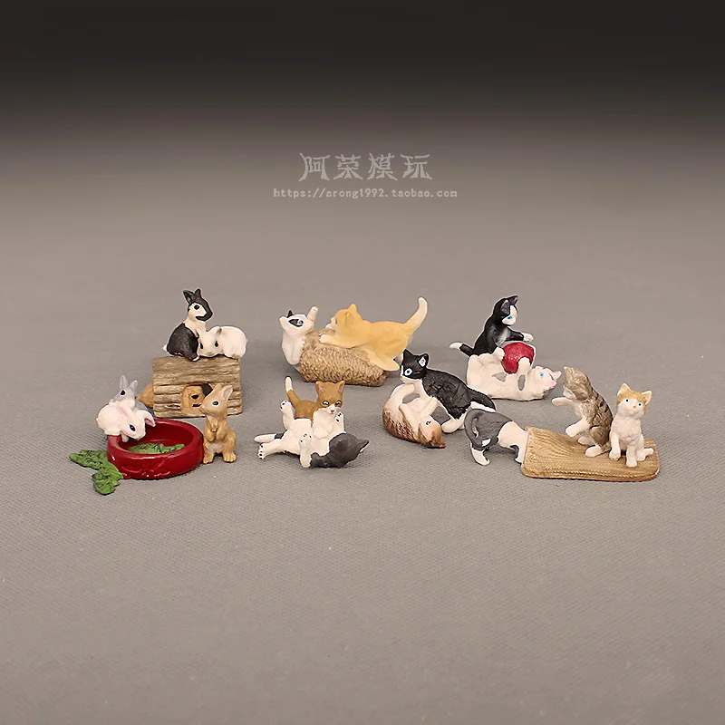 Cognitieve simulatie miniatuur diermodel speels kitten konijntje actiefiguren miniatuur ornament accessoires creatief speelgoed