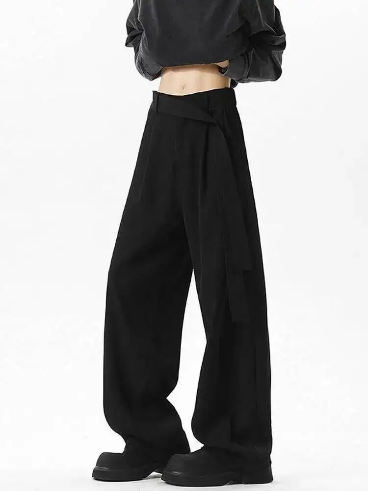 

Man Wide Leg Pants 2025 Autumn Men's Casual Suit Pants Retro Coffee Straight Leg Loose Pants Plus Size Wide Leg Trousers