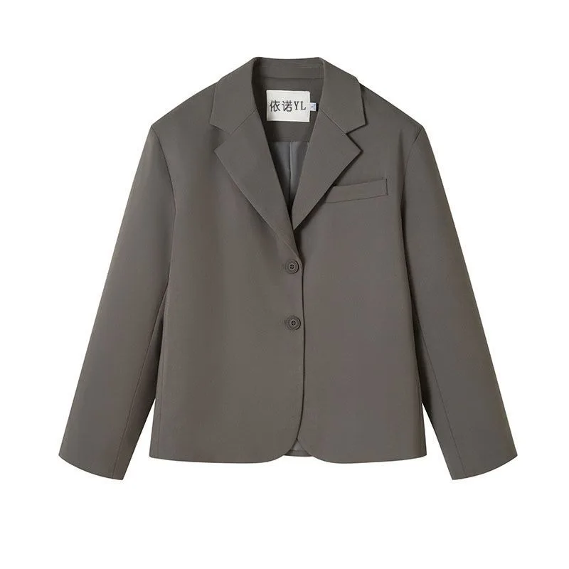 Koreanischen Stil Blazer für Frauen Langarm Frühling Herbst Kerb College Mädchen Freizeit Fashion Solid Büro Dame Neue Minimalistischen