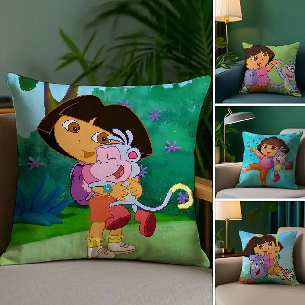 

Cartoon D-DoraS D-Dora ExplorerS Pillow Case Soft Plush Fabric Double Sided Print Decorative Home Living Room Gift Cushion Cover