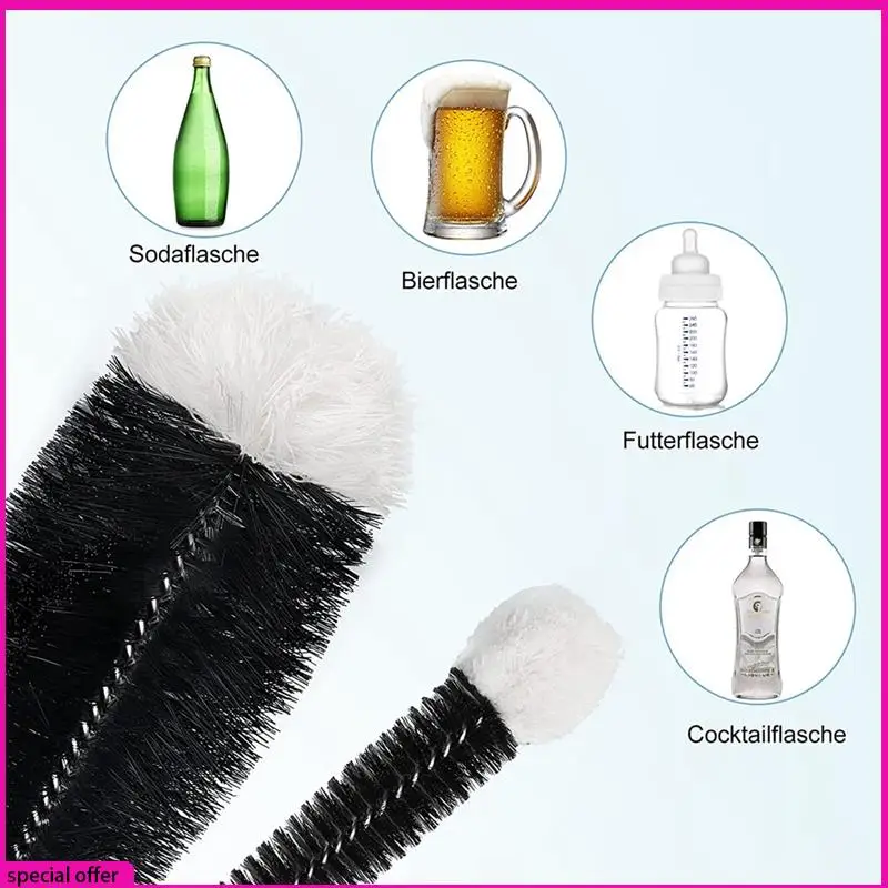 

A65Z Bottle Brush Bottle Cleaner Brush Pack Of 2 Cleaning Brushes, Sodastream Cleaning Bottle Cleaner For Glass Bottles Black