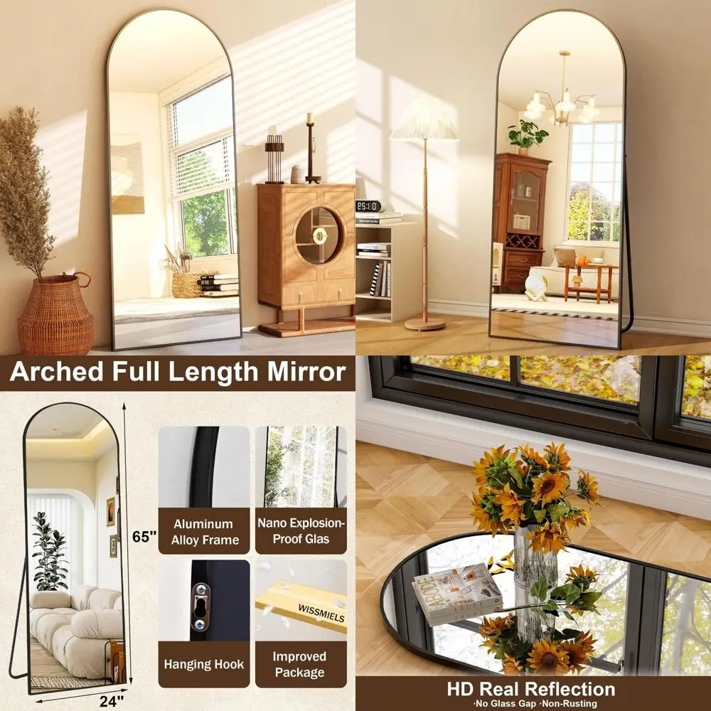 Aluminum Alloy Framed Wall-Mounted Full Length Mirror for Home Use - Ideal for Bathroom, Living Room, and Bedroom