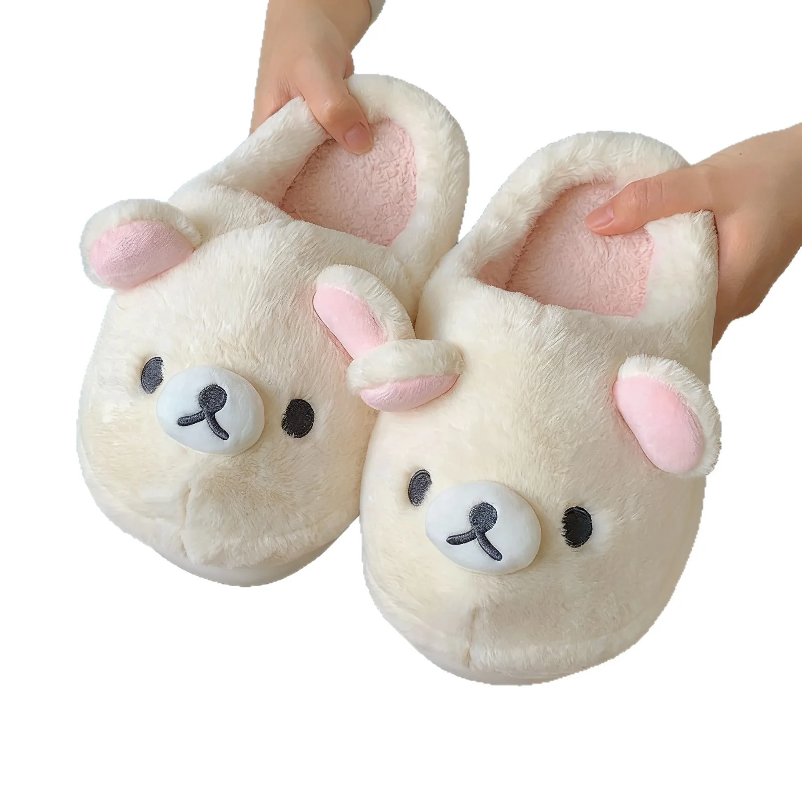 Japanese Kawaii Rilakkuma Bear Fluffy Slippers Girl Anime Cartoon Soft Home Shoes Winter Warm Antislip Christmas Birthday Gift
