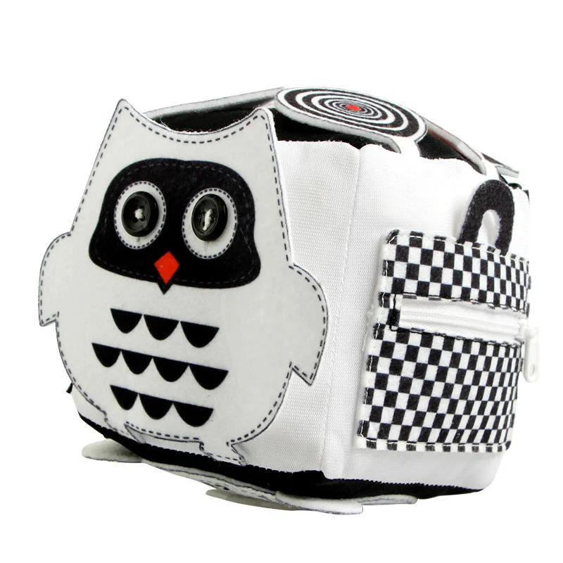 New Baby Early Educational Toys Rattle Cube Black White Owl Sensory Integration Training Toys Soft Cloth Puzzle 0-24Months