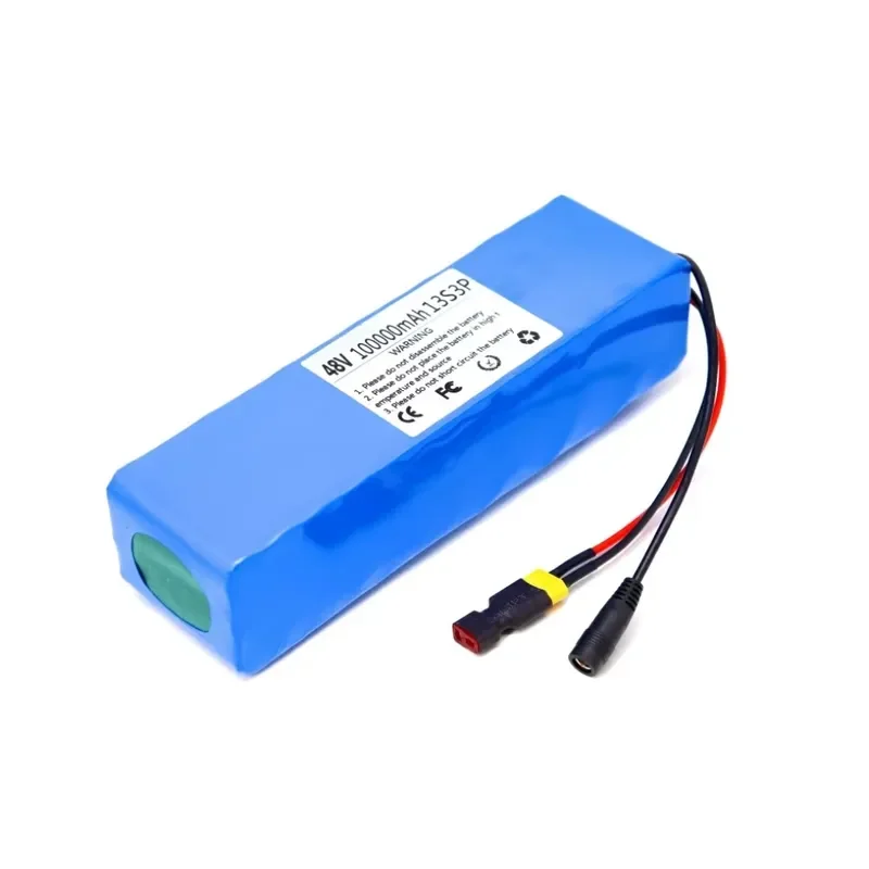 New 48V 100000mAh 2000W 13S3P XT60+T Lithium-ion Battery Pack with 54.6V Charger High Capacity 100Ah for E-bike Electric