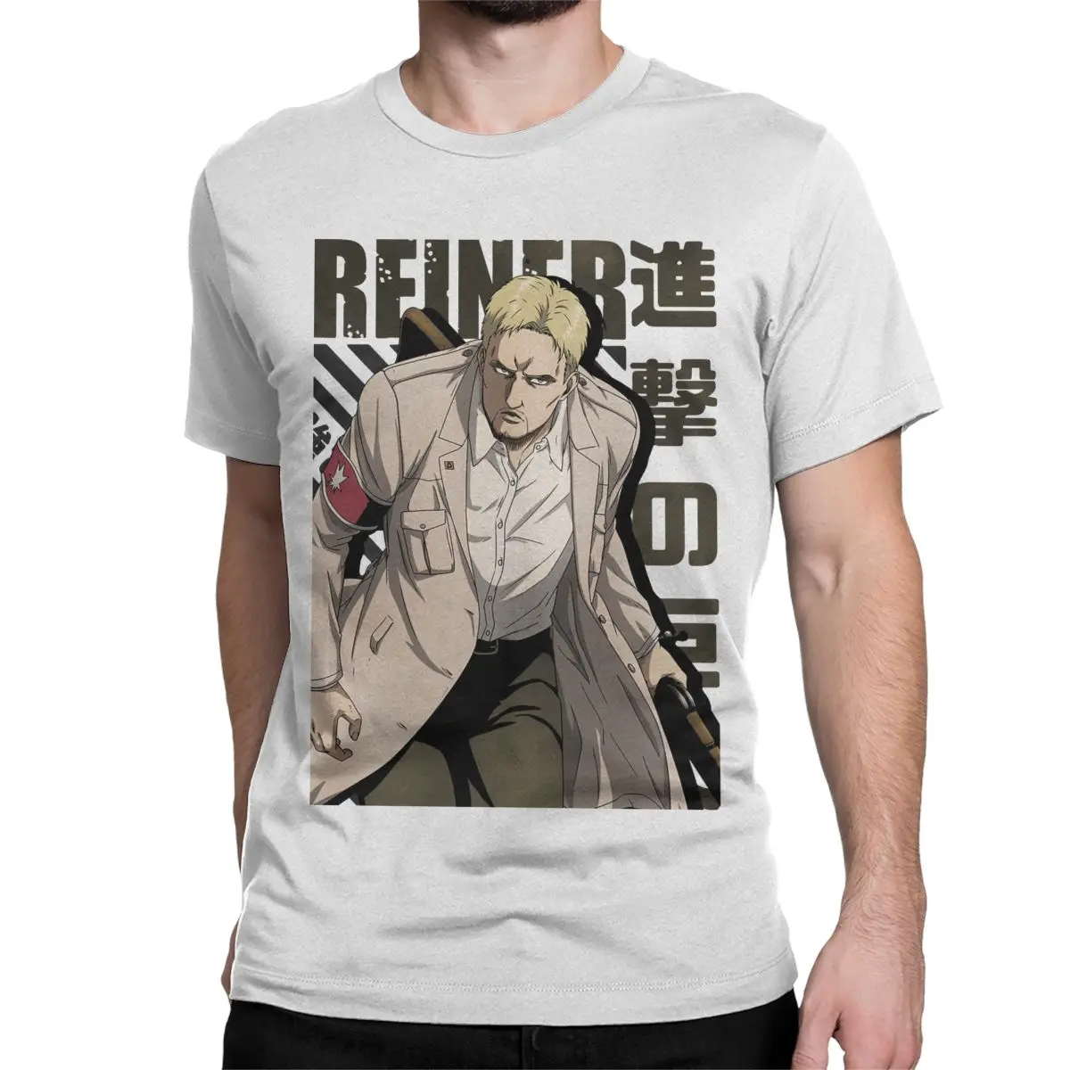 Men Reiner Brauns T Shirts AOT Anime Pure Cotton Clothing Casual Short Sleeve Crewneck Tee Shirt Plus Size T-Shirt