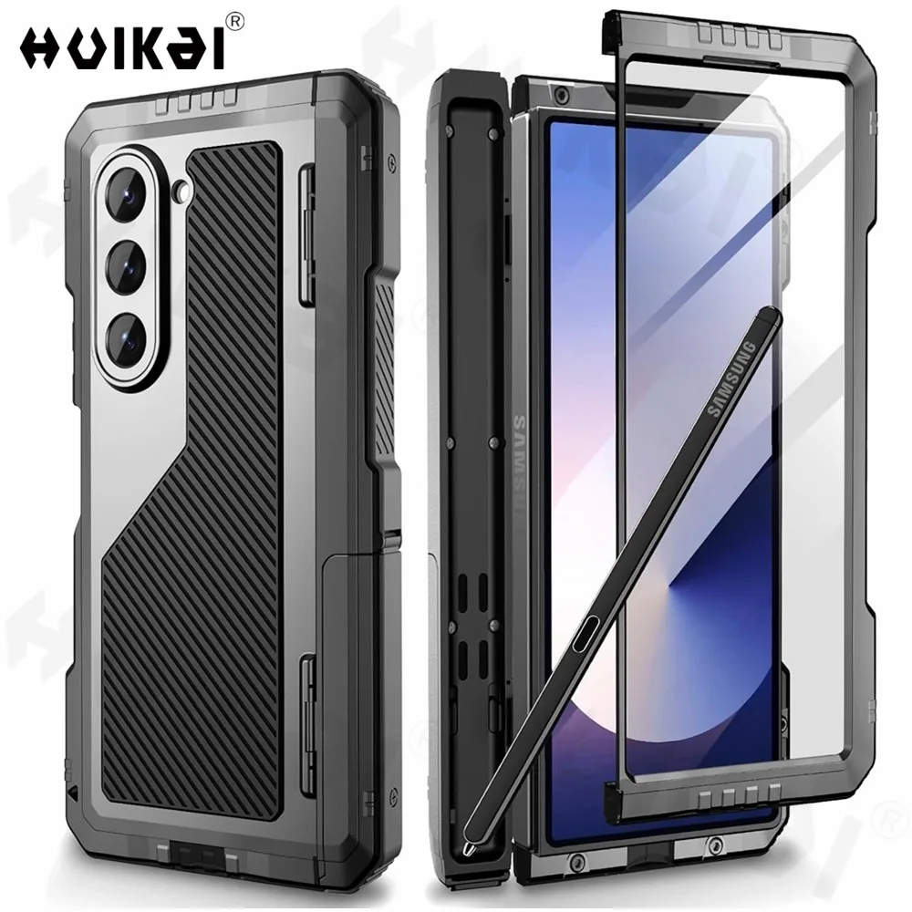 

Для Samsung Galaxy Z Fold 7 5G Z Fold 6, металлический бампер, сверхпрочный противоударный защитный чехол премиум-класса для экрана, прочный чехол