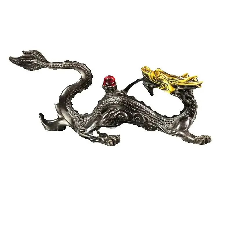 Gilded Copper Dragon Pearl Feng Shui Home Decor Wealth & Prosperity Symbol Display Ornament for Success