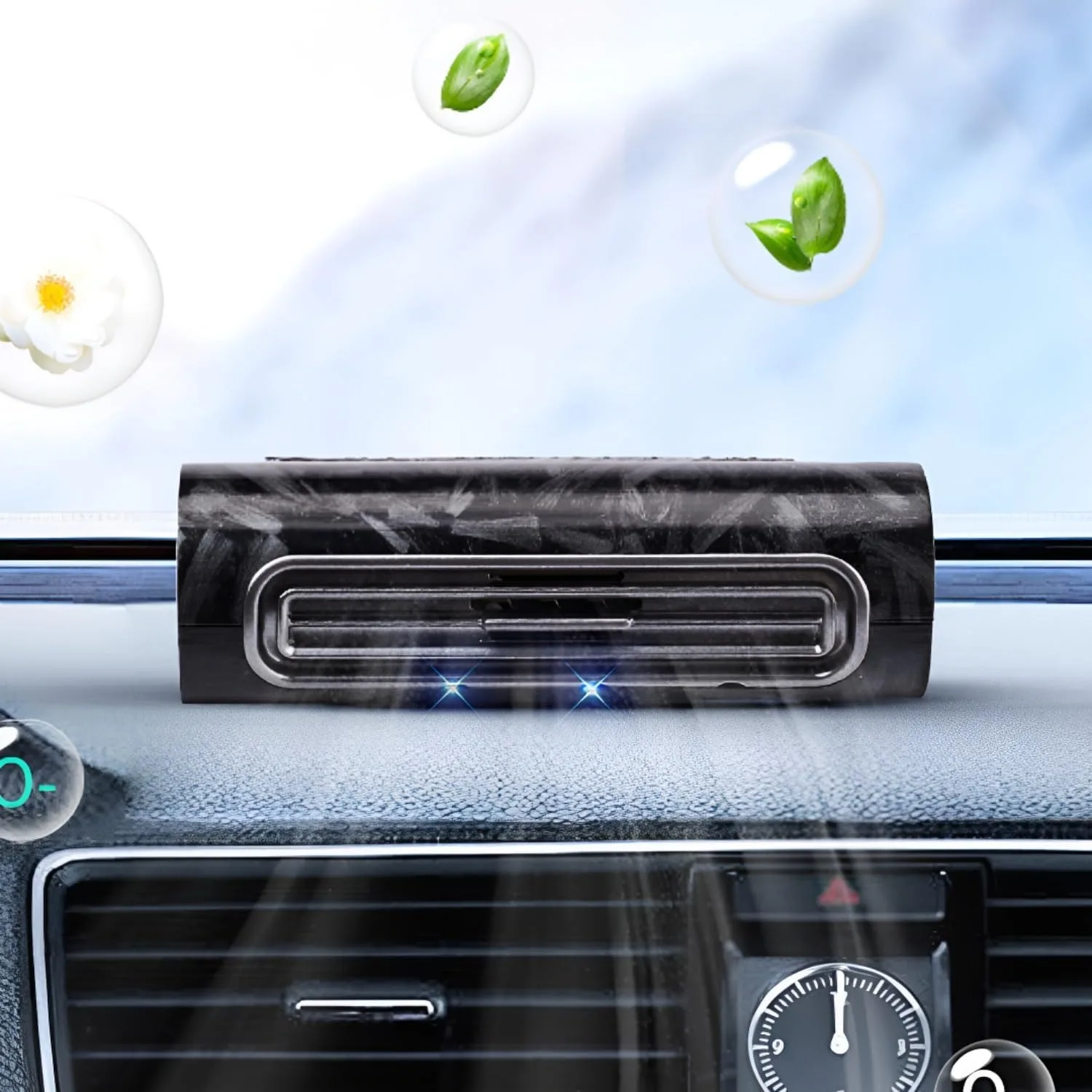 

Solar Air Purifier for Car, 2-in-1 USB & Solar Charging, Ozone Ionizer Eliminates Smoke, Pet Odors, VOCs, Filter-Free, Portable