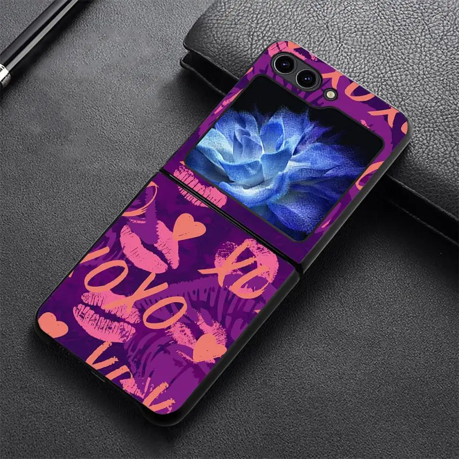 Phone Cover Case for Samsung Galaxy Z Flip 8 Flip7 FE Z Flip 7 6 5 4 3 Flip3 Flip4 Flip5 Flip6 Love Lips Print