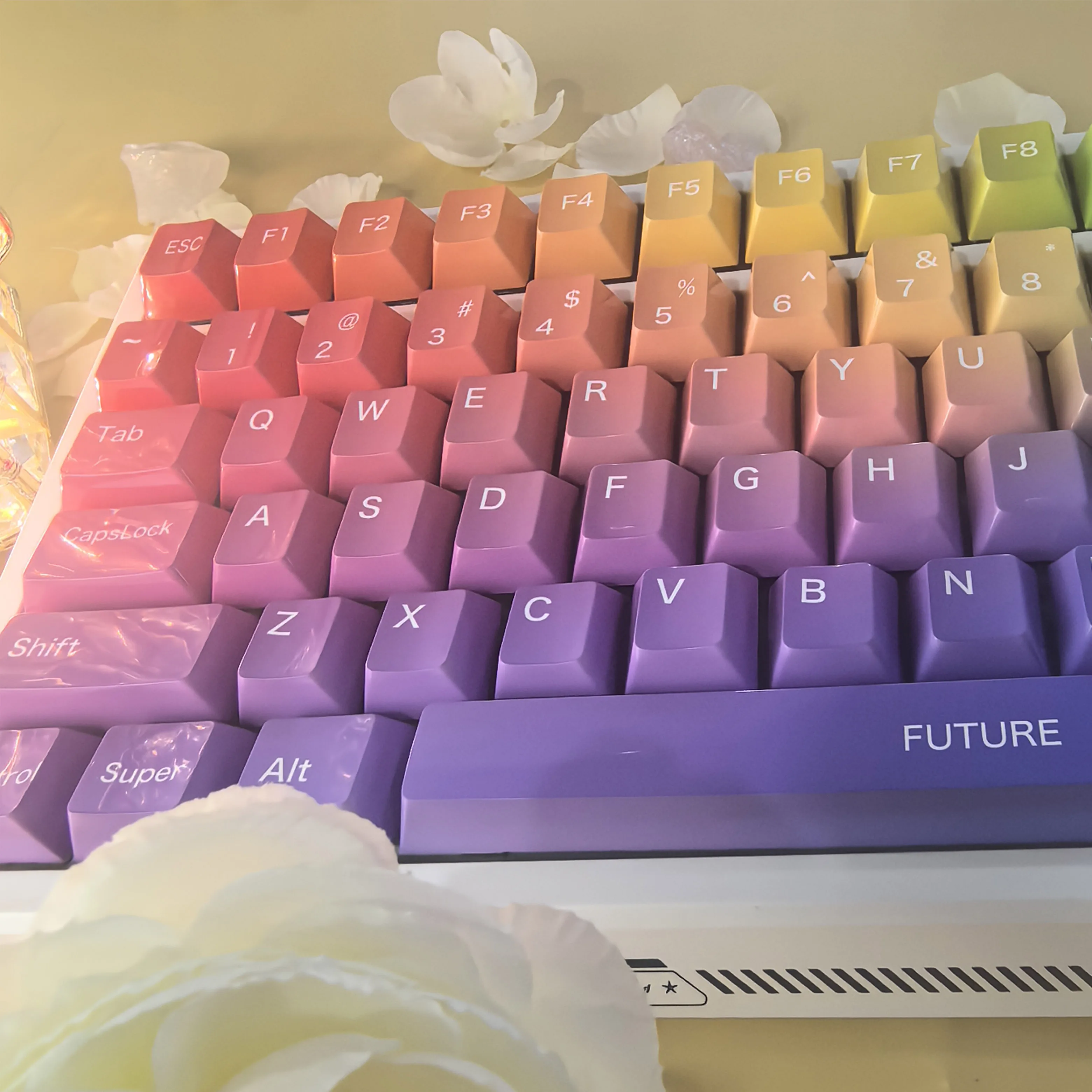 

Colorful mechanical keyboard cap gradual change mirror imitation porcelain original factory height five-sided hot sublimation wo