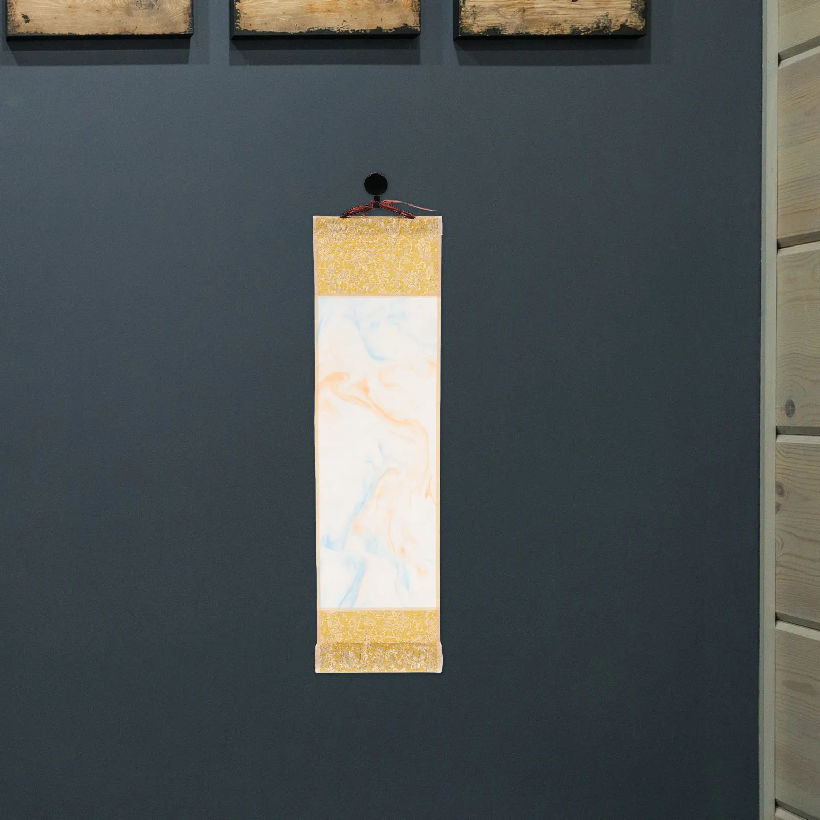 Vintage Wax-Dyed Hanging Scroll Chinese Calligraphy Blank Scroll Wall Hanging Semi-Raw Semi-Cooked Paper Gilded Calligraphy