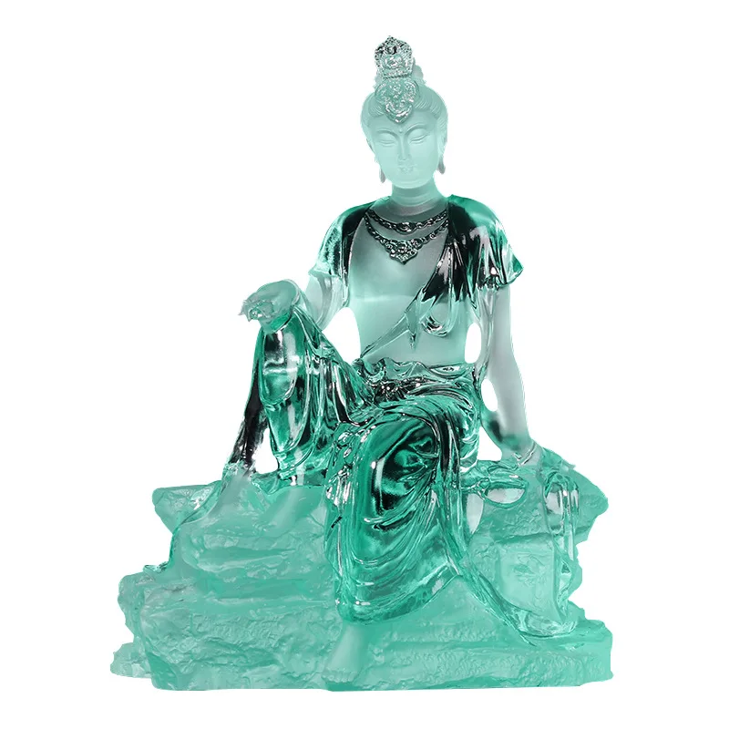 LTT Free Guanyin Glazed Buddha Statue Ornament Guanyin Bodhisattva Living Room Offering and Displaying