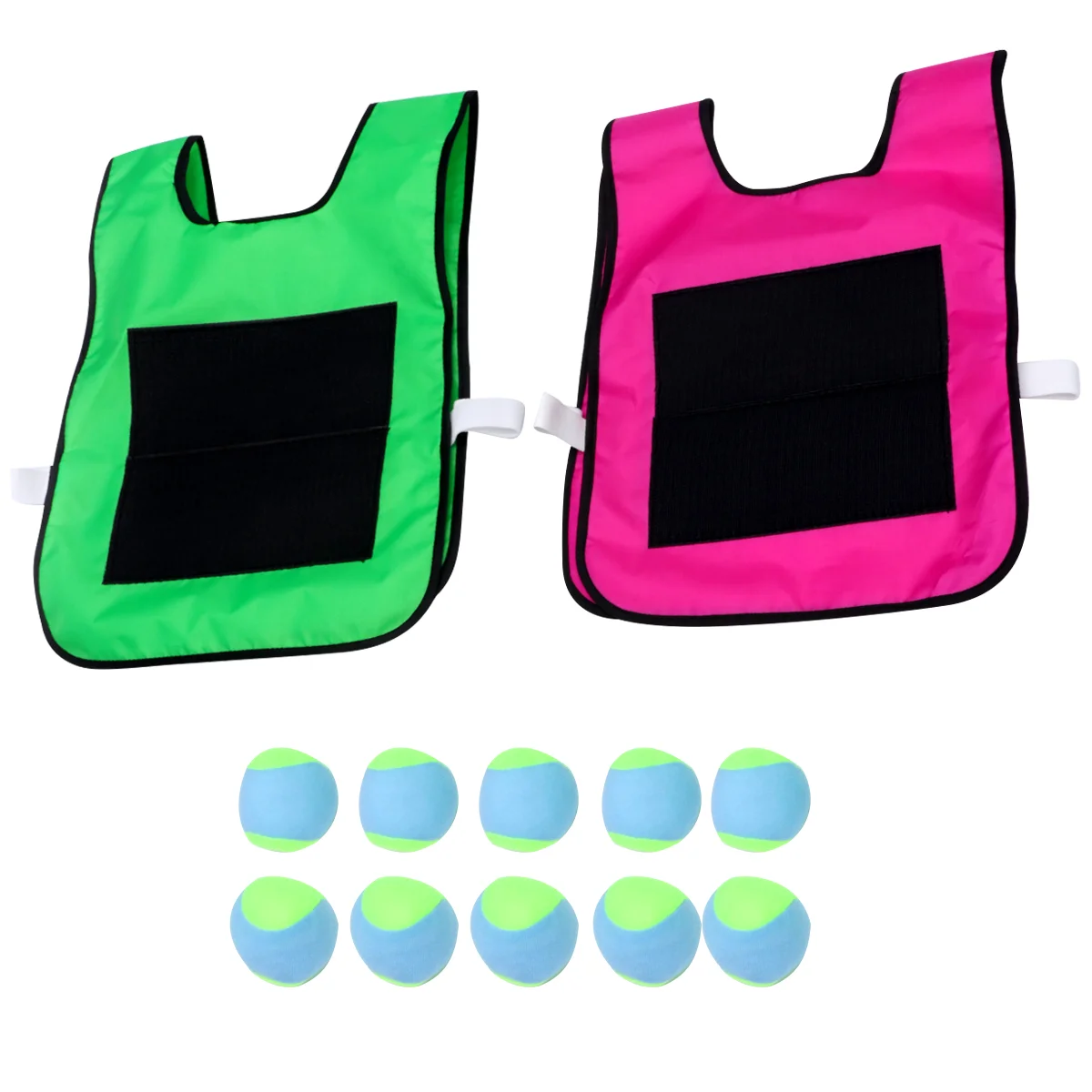 2pcs Sticky Vest for Kids Sports Toys 10pcs Sponge Balls Outdoor Play Yellow Front Develop Motor Skills