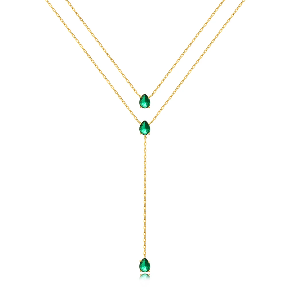 Waterdrop Fashion Double Layer Pendant Necklace For Women Clavicle Chain Luxury Jewelry Chokers Accessories Gift