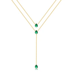 Waterdrop Fashion Double Layer Pendant Necklace For Women Clavicle Chain Luxury Jewelry Chokers Accessories Gift
