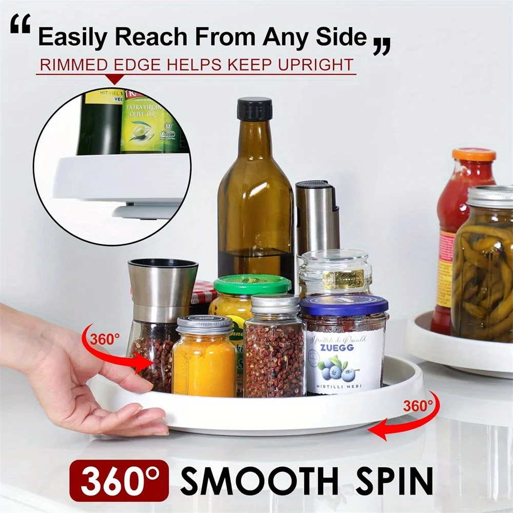 4pcs Non-Skid Lazy Susan Turntable Rack Organizers for Kitchen Cabinet Pantry Storage Fridge Bathroom - Rotating Storage Solutio