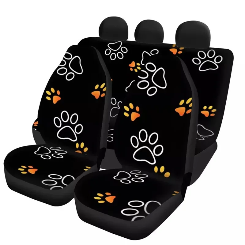 Colorful Dog Paw Print Car Protector Heavy-Duty Nonslip Car Seat Cover Cushion Front&Rear Vehicle Seat Covers 2022