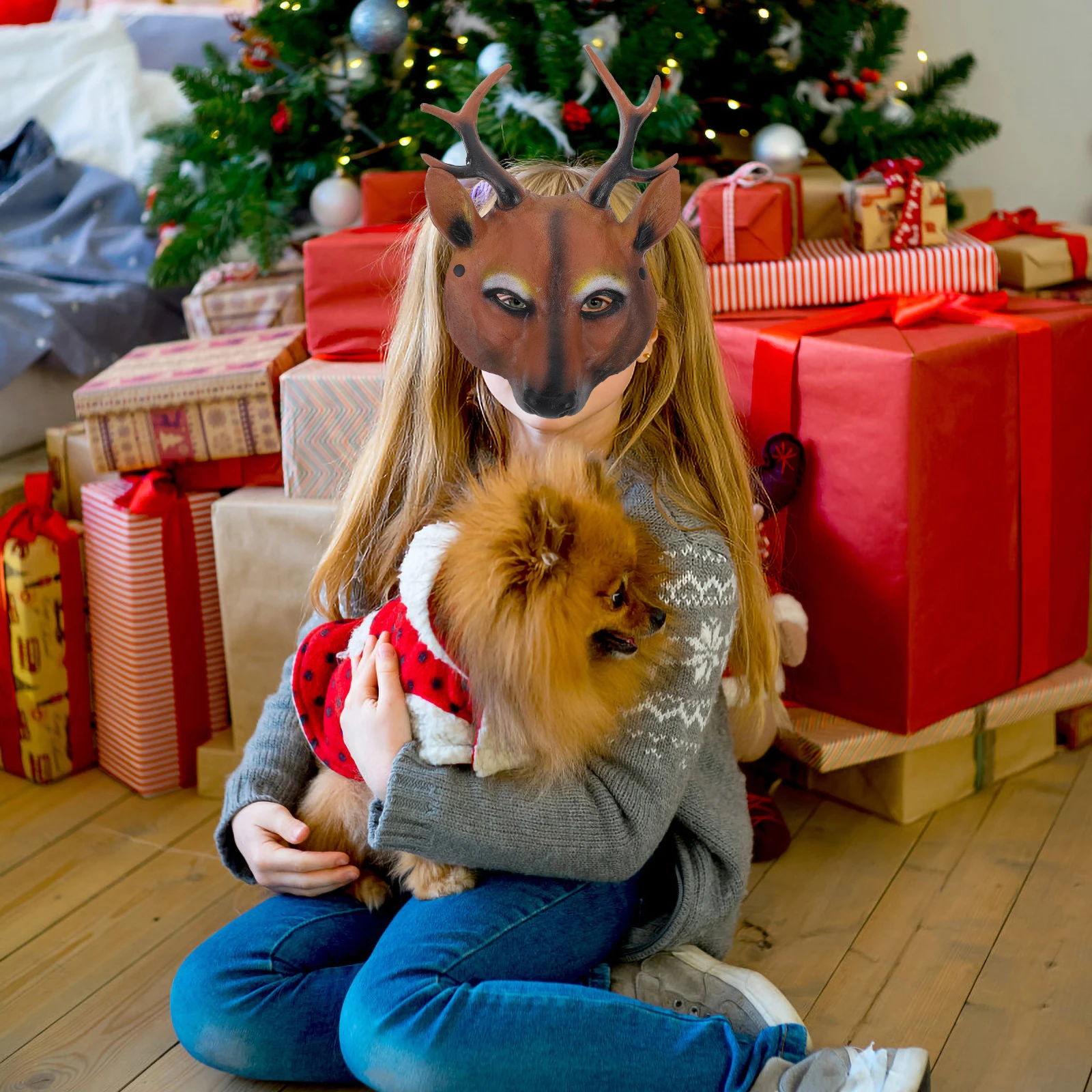 

Deer Mask Costume Prop Halloween Decoration Animal Masks Head Cartoon Christmas
