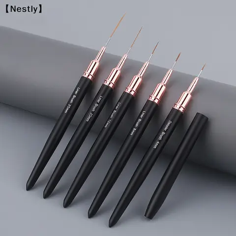 5PCS Nail Art Liner Brushes Sizes Painting Nail Design Pen 4/8/12/20/25mm Drawing For Long Lines Thin Details Manicure Pen〔Nest〕