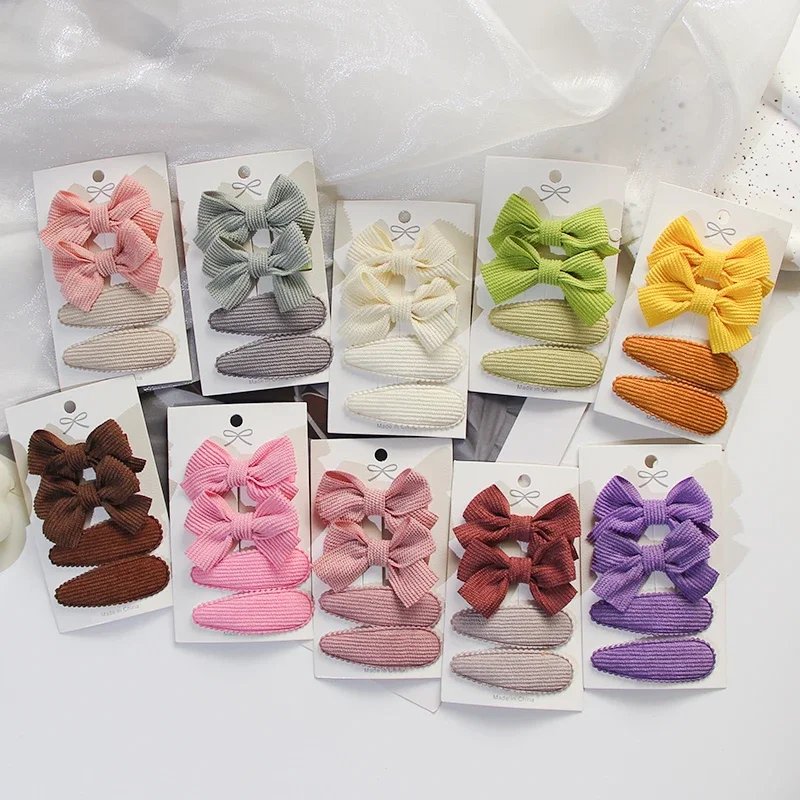 4Pcs/Set  BB Clip Cute Bows Hair Clips for Baby Girls Handmade Bows Hairpin Barrettes Kids Headwear Hair Accessories