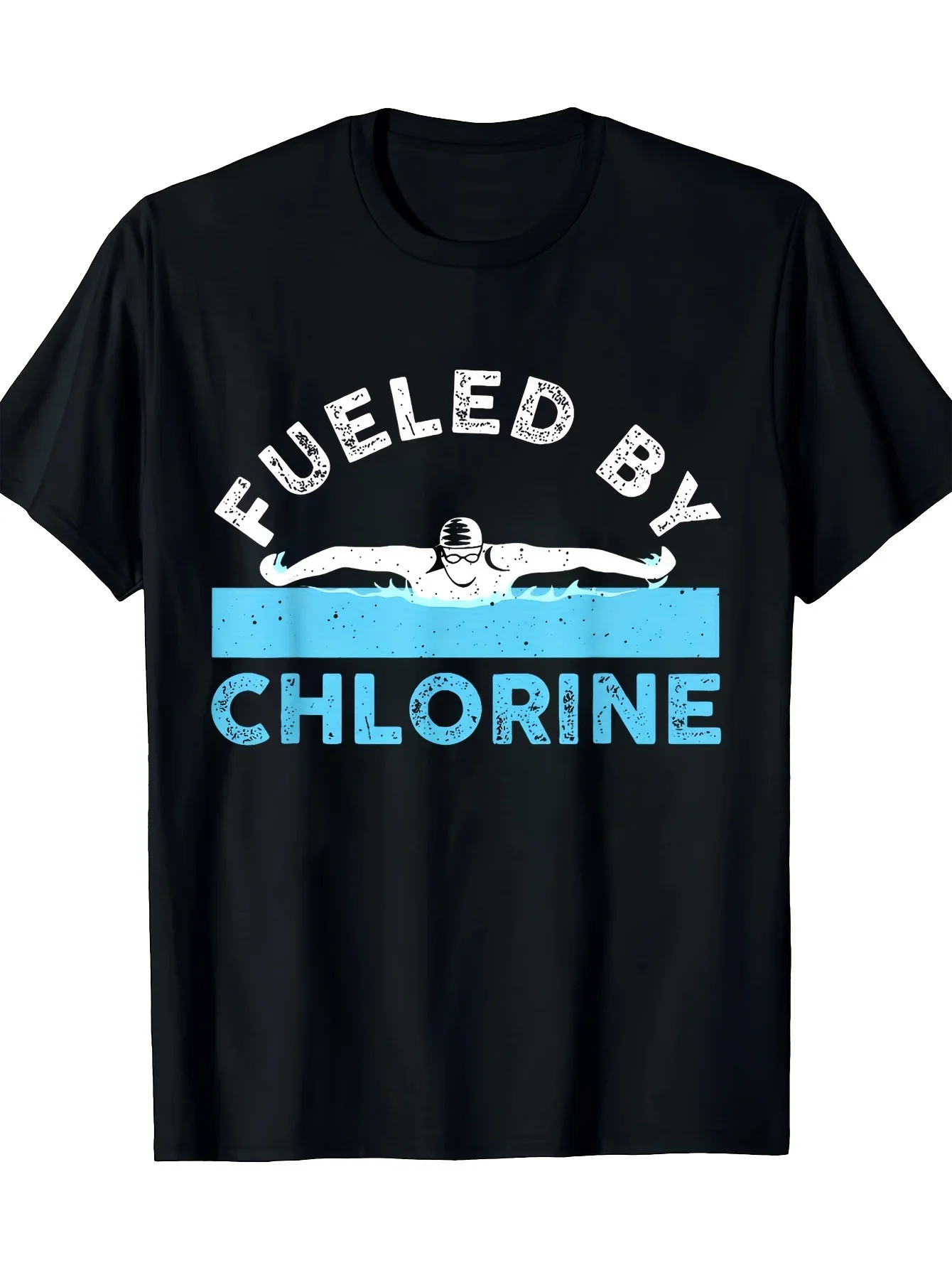 New Men'S Single-Piece Round Neck T-Shirt with a Fun Swimming Design, Suitable for Casual Wear All Year Round, Perfect As a Gift