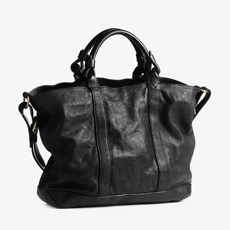 Sac à main décontracté en cuir véritable pour homme, sac fourre-tout pour ordinateur portable, sac de voyage de grande capacité, sacs à bandoulière initiés, cuir de vachette